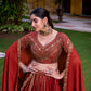 Lorenvalley Fashion Orange Rangoli Crush Sequins and Thread Embroidery Work Lehenga Choli with Dupatta - Swadesiicart