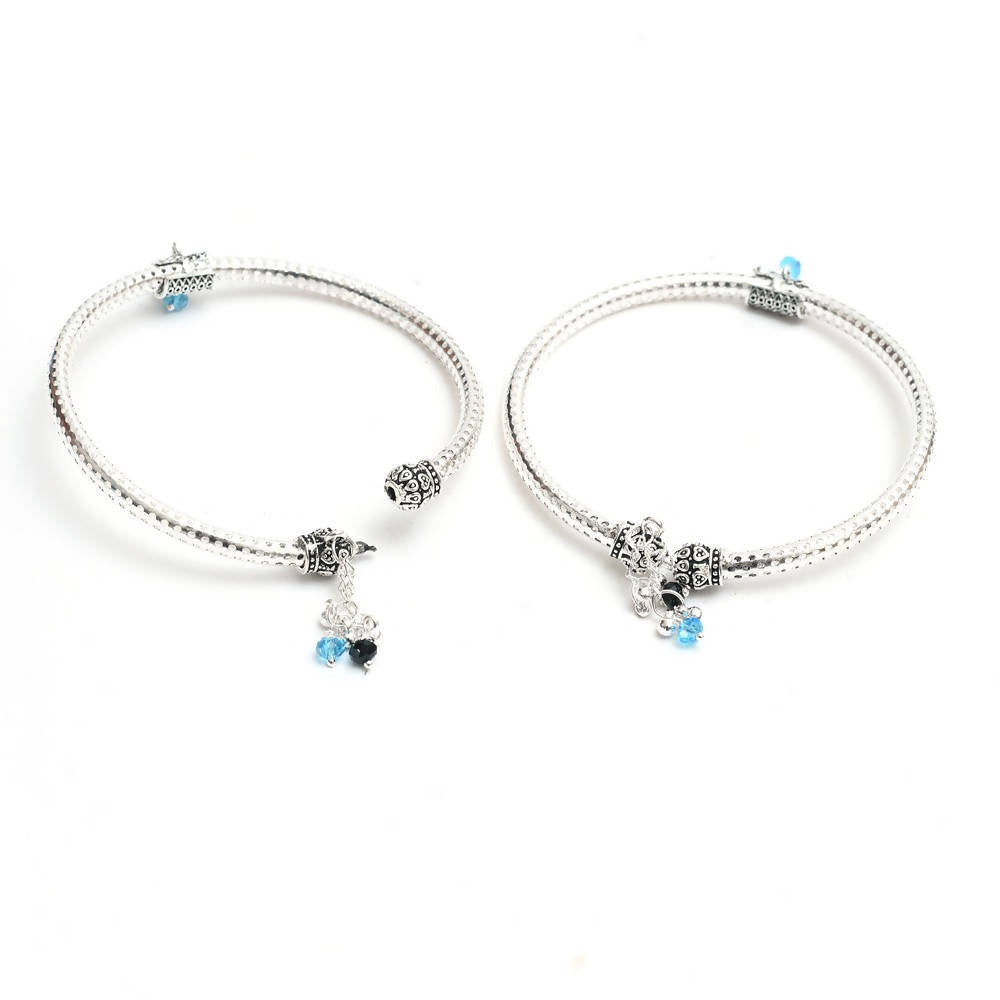Mominos Fashion Kamal Johar Oxidised Silver Kadiyam Style Anklets | Swadesiicart