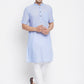 Even Apparels Blue Pure Cotton Men's H/S Kurta With Band Collar | Swadesiicart