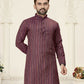 Anaita Purple Jacquard Linen Cotton Straight Kurta