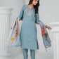 Ethnic Festive Wear Chanderi Viscose Sky Stitched Suit With Dupatta - Tanisha | Swadesiicart