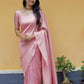 DEIANA'S Beautiful Designer Golden zari Soft Lichi Silk Saree - Pink - Swadesiicart