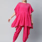 Ahalyaa Women Pink Crepe Glitter Printed Kurta with Dhoti Pants | Swadesiicart