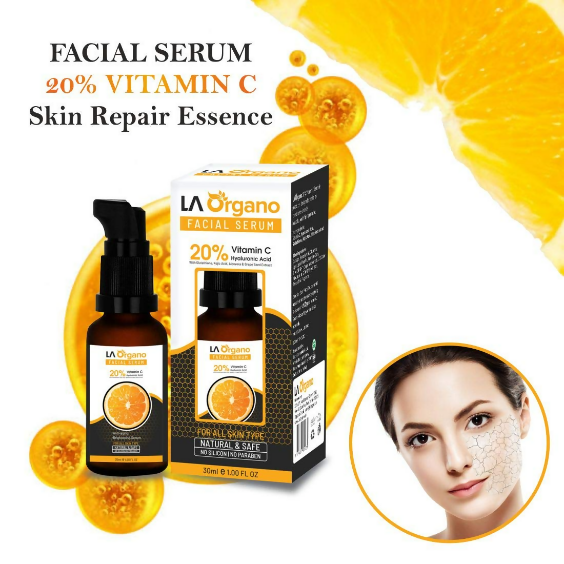 LA Organo Vitamin C Face Serum Anti-Aging Formula For Face Glowing | Swadesiicart