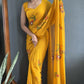Aayaa Designer 1 min Hand Painted Ready to Wear saree - Mustard Yellow | Swadesiicart