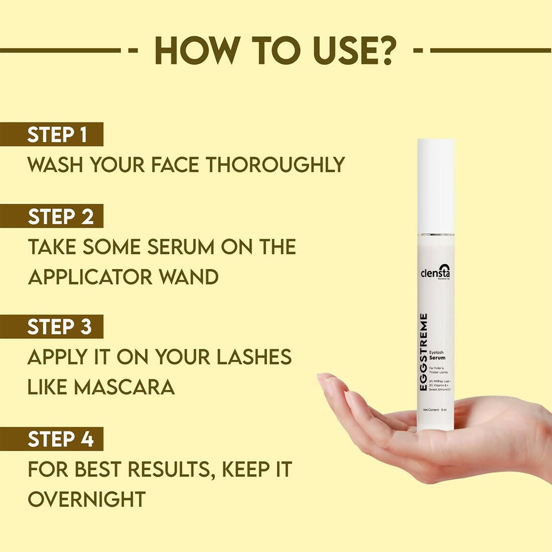 Clensta Eggstreme Eyelash Serum | Swadesiicart