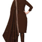 Brown Silk Embroidered with Sequins work Unstitched Dress Material - Tanvi