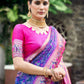 Vishnu Weaves Women's Purple Paithani Patola Silk Zari Woven Saree with Unstitched Blouse - Swadesiicart