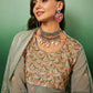 Light Green Georgette Handwork Unstitched Dress Material - Hanika | Swadesiicart