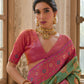 Vishnu Weaves Women's Pista Banarasi Silk Zari Woven Saree with Blouse - Swadesiicart