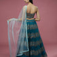 House of Panchhi Teal Net Sequinse Embroidered Lehenga & Blouse with Dupatta | Swadesiicart