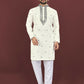 Anaita White Embroidered Silk Straight Kurta
