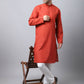 Even Apparels Red Pure Cotton Men's Kurta With Band Collar (CHK1167) | Swadesiicart