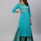 Anubhutee Blue Floral Embroidered Empire Sequinned Kurta with Skirt | Swadesiicart