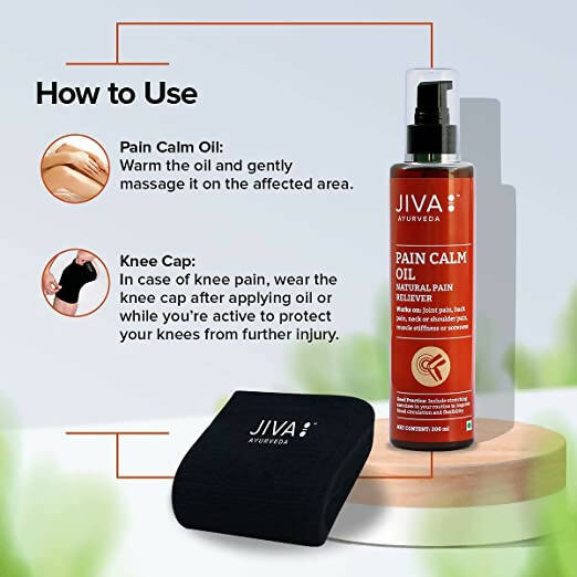 Jiva Ayurveda Pain Calm Oil & Knee Cap Combo - Swadesiicart