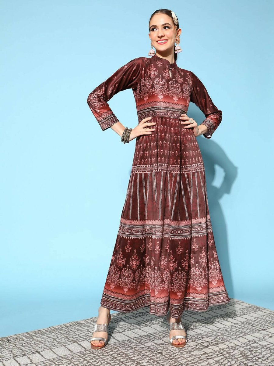 Ahalyaa Women's Beautiful Black Color Digital Print Velvet Kurta | Swadesiicart