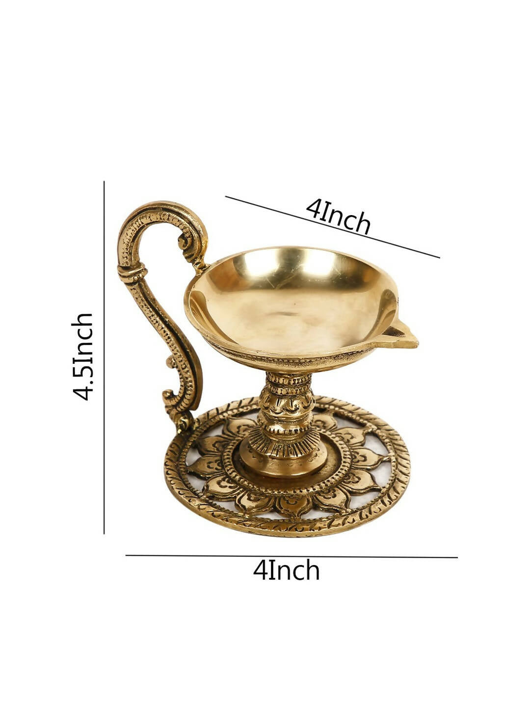 CraftVatika Gold-Toned Handmade Oil Lamp Showpiece | Swadesiicart
