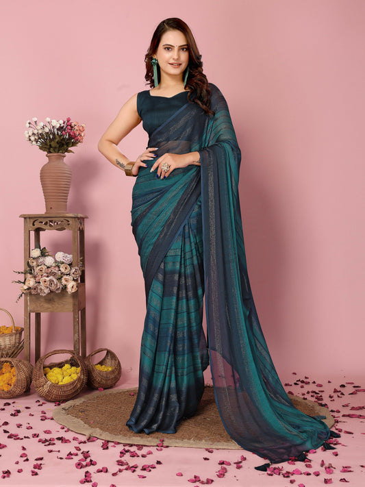 Attractive These Party Wear Ready To Wear Saree - Blue | Swadesiicart