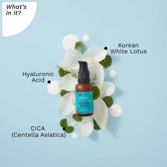 Pilgrim White Lotus Sunscreen Serum SPF 50 PA+++ - Swadesiicart