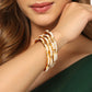 NVR Women's Set of 4 Gold-Polished Traditional Pearls Beaded Bangles - NR Retail-NVR
