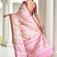 Vishnu Weaves Women's Pink Satin Silk Printed Saree with Blouse - Swadesiicart