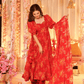 Aayaa Designer Printed Tebby Silk Suit - Multi Color