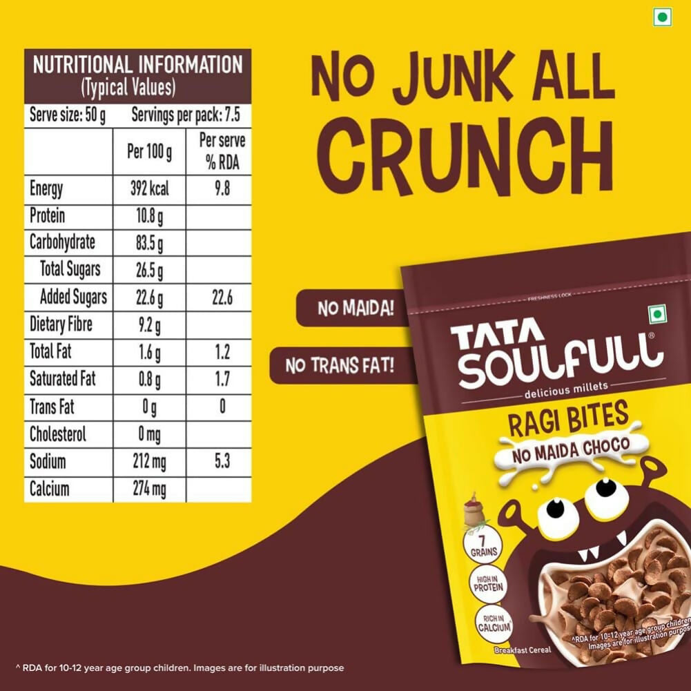 Tata Soulfull Ragi Bites Breakfast Cereals - No Maida Choco - Swadesiicart