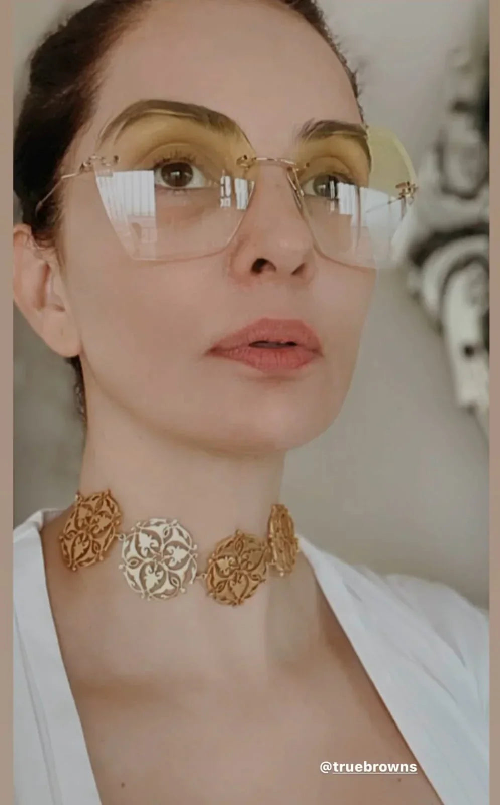 trueBrowns Gold-Polished Leaf Choker | Swadesiicart