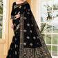 Vedant Vastram Litchi Silk Designer Banarasi Saree - Black | Swadesiicart