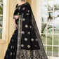 Vedant Vastram Litchi Silk Designer Banarasi Saree - Black | Swadesiicart