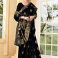 Vedant Vastram Litchi Silk Designer Banarasi Saree - Black | Swadesiicart