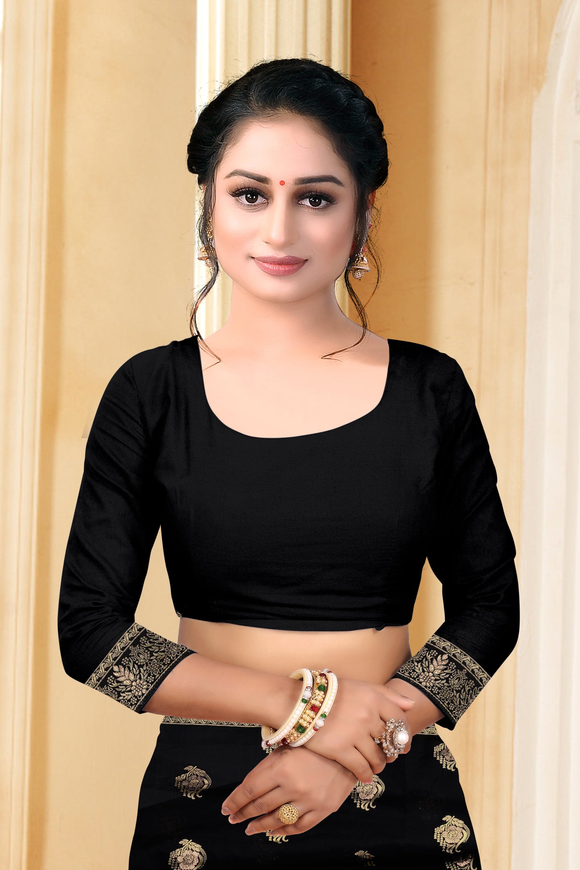Vedant Vastram Litchi Silk Designer Banarasi Saree - Black | Swadesiicart