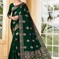 Vedant Vastram Litchi Silk Designer Banarasi Saree - Bottle Green | Swadesiicart