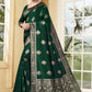 Vedant Vastram Litchi Silk Designer Banarasi Saree - Bottle Green | Swadesiicart