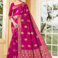 Vedant Vastram Litchi Silk Designer Banarasi Saree - Magenta | Swadesiicart