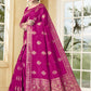 Vedant Vastram Litchi Silk Designer Banarasi Saree - Magenta | Swadesiicart