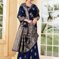 Vedant Vastram Litchi Silk Designer Banarasi Saree - Navy Blue | Swadesiicart