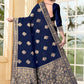 Vedant Vastram Litchi Silk Designer Banarasi Saree - Navy Blue | Swadesiicart