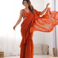 Lorenvalley Rust Faux Georgette Ready To Wear Sharara Saree with Full Stitched Blouse - Swadesiicart