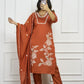 Lorenvalley Fashion Rust Roman Silk Embroidery with Sequence Work Kurta Pant with Dupatta - Swadesiicart