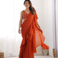 Lorenvalley Rust Faux Georgette Ready To Wear Sharara Saree with Full Stitched Blouse - Swadesiicart