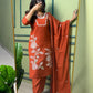Lorenvalley Fashion Rust Roman Silk Embroidery with Sequence Work Kurta Pant with Dupatta - Swadesiicart
