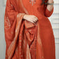 Lorenvalley Fashion Rust Roman Silk Hand Work Kurta Pant with Dupatta - Swadesiicart