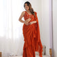 Lorenvalley Rust Faux Georgette Ready To Wear Sharara Saree with Full Stitched Blouse - Swadesiicart