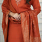 Lorenvalley Fashion Rust Roman Silk Hand Work Kurta Pant with Dupatta - Swadesiicart