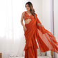Lorenvalley Rust Faux Georgette Ready To Wear Sharara Saree with Full Stitched Blouse - Swadesiicart