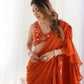 Lorenvalley Rust Faux Georgette Ready To Wear Sharara Saree with Full Stitched Blouse - Swadesiicart