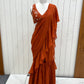 Lorenvalley Rust Faux Georgette Ready To Wear Sharara Saree with Full Stitched Blouse - Swadesiicart