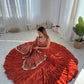 Lorenvalley Rust Faux Georgette Layer Gathering Anarkali Pant With Dupatta Set | Swadesiicart