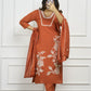 Lorenvalley Fashion Rust Roman Silk Embroidery with Sequence Work Kurta Pant with Dupatta - Swadesiicart